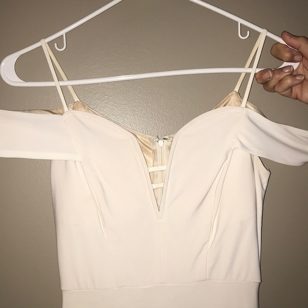 White long occasion dress with a slit